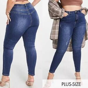 Missguided Women's Plus Size‎  Skinny High Waisted Distressed Jeans